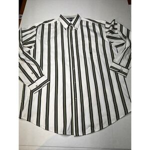 Wrangler Twenty X Button Up Shirt Men's XL Tall White Vertical Striped